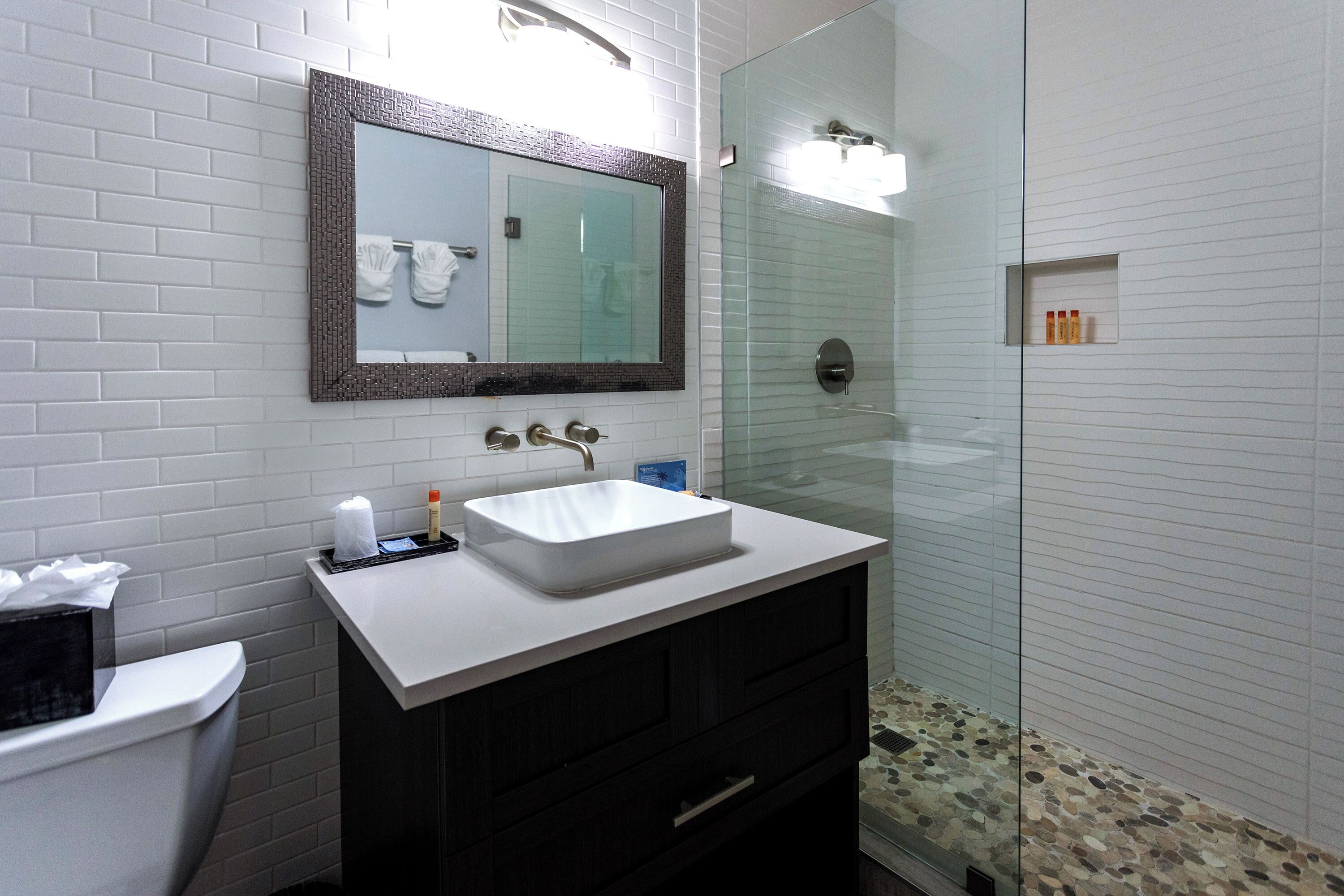 studio, 1 queen bed, kitchenette | bathroom | shower, free toiletries, hair dryer, bathrobes