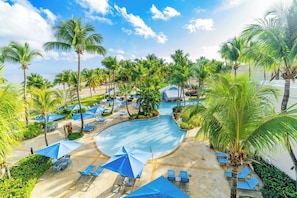 Outdoor pool, pool loungers