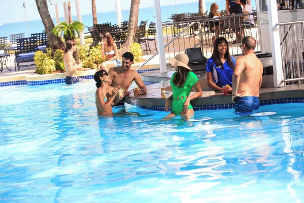 Outdoor pool, sun loungers