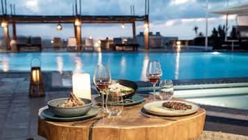 Mediterranean cuisine, pool views