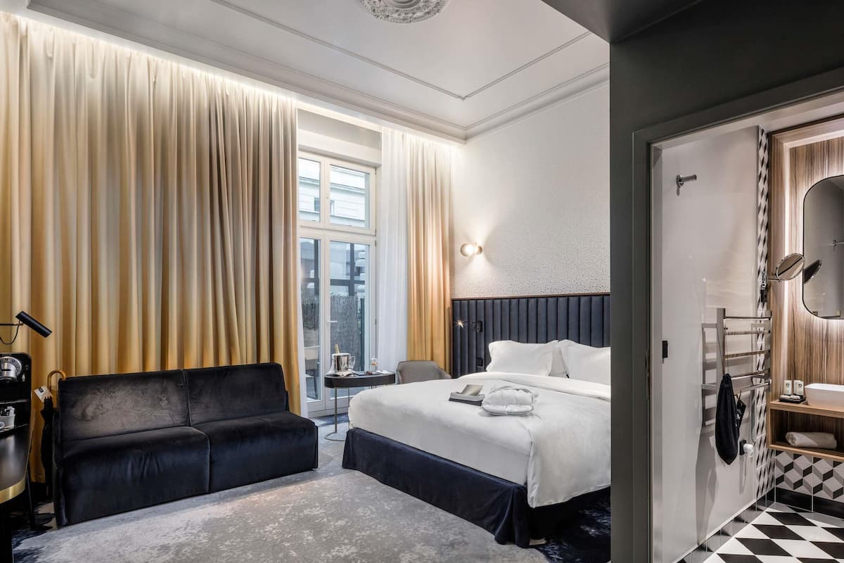 Executive-Zimmer, 1 King-Bett und Schlafsofa | Hochwertige Bettwaren, Daunenbettdecken, Minibar, Zimmersafe