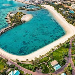 Private beach, white sand, free beach cabanas, sun-loungers