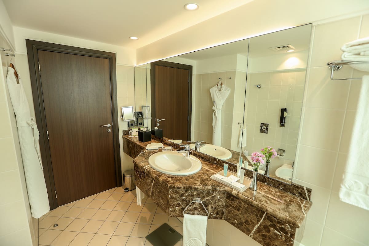 Dusche, Hydromassagedusche, kostenlose Toilettenartikel, Haartrockner
