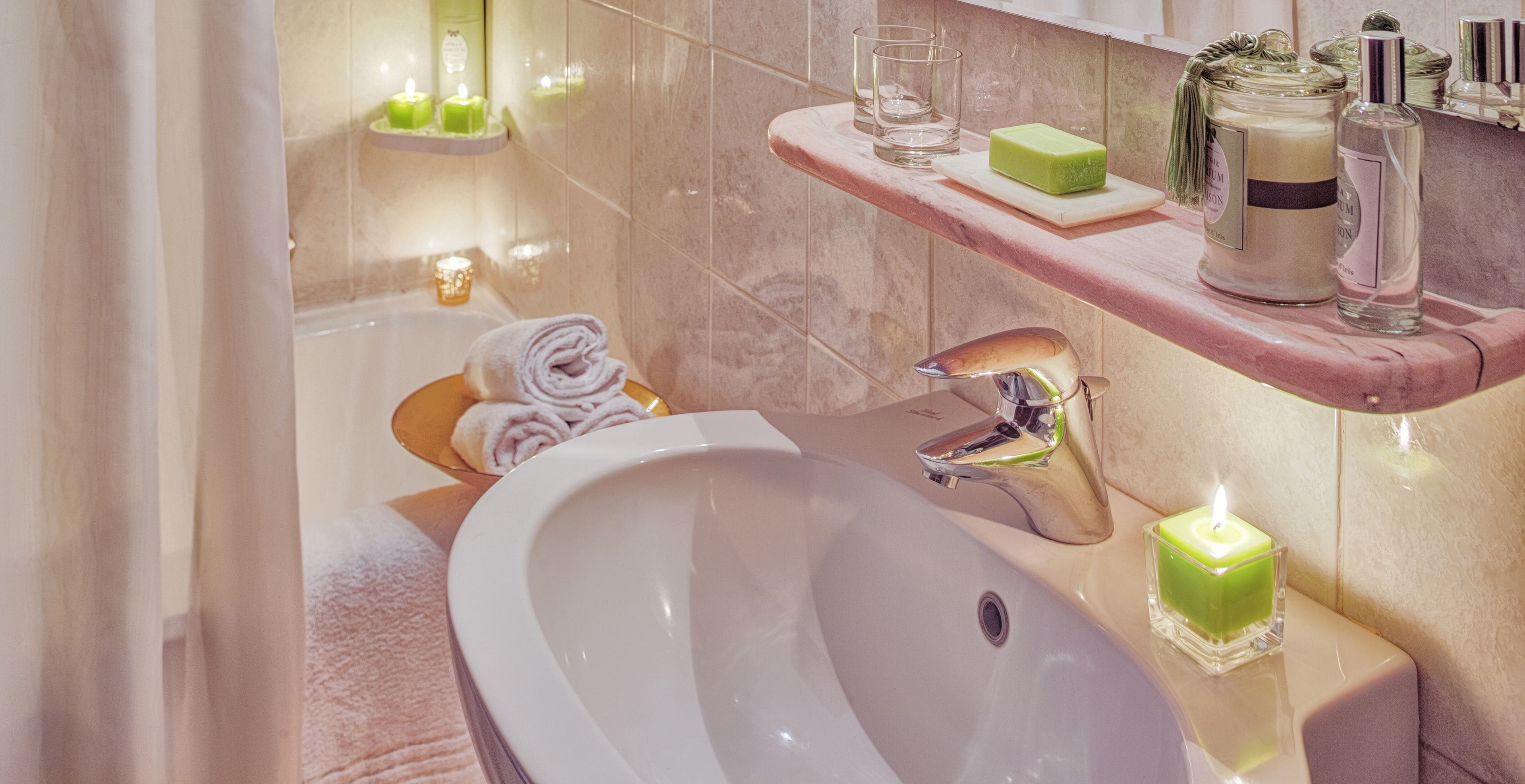 free toiletries, hair dryer, slippers, towels