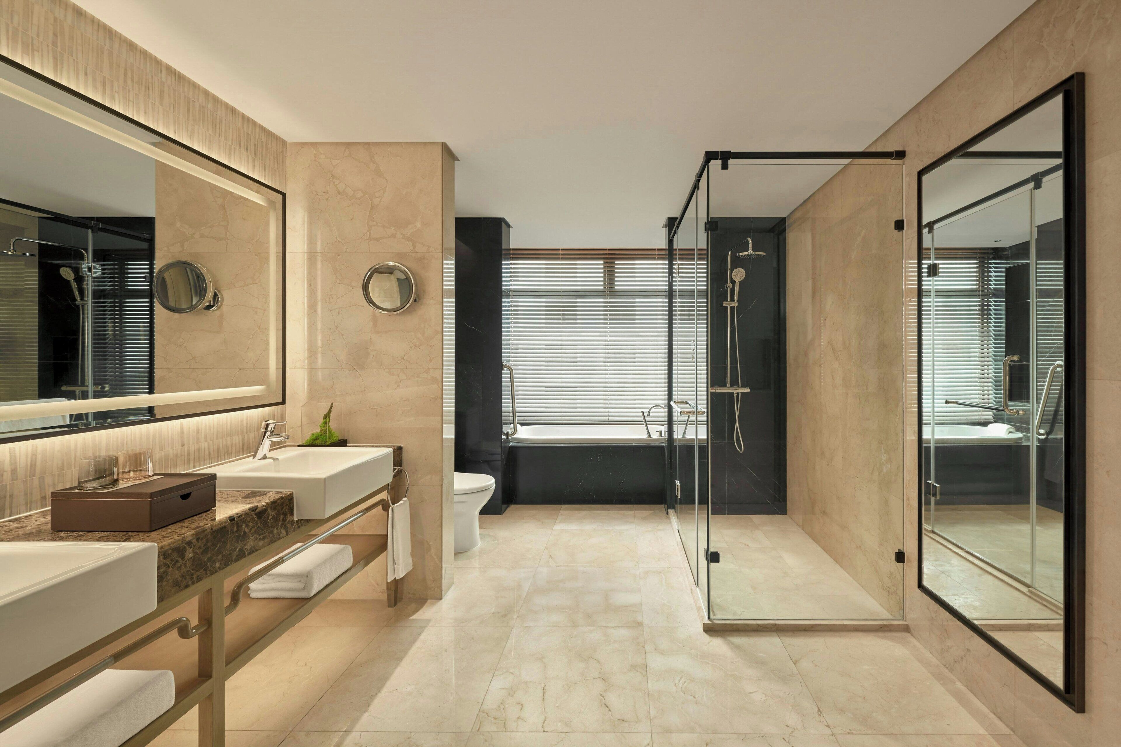 club lounge access, premier suite, 1 king, grand opera tower | bathroom | separate bathtub and shower, free toiletries, hair dryer, bathrobes