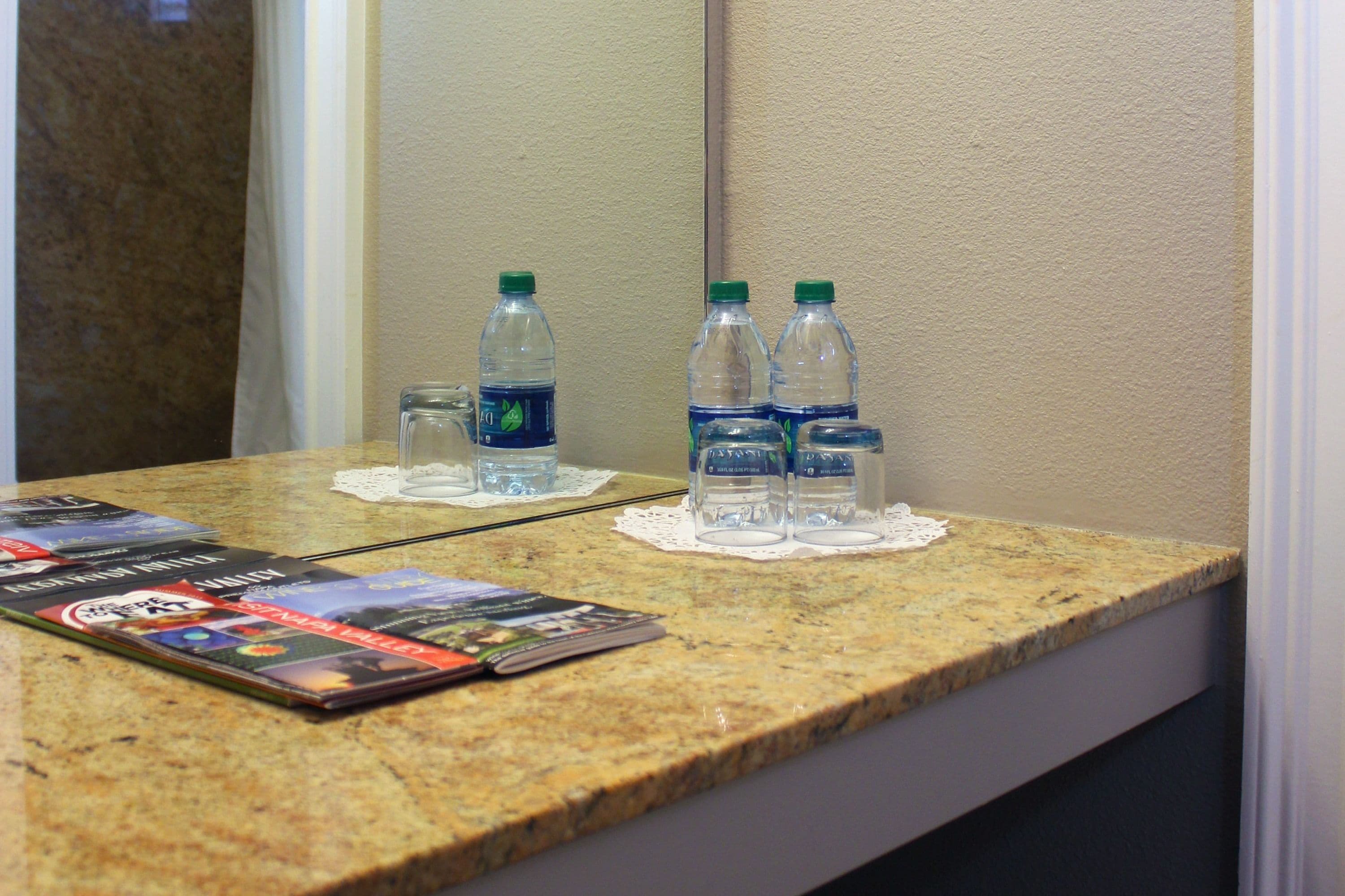 free toiletries, hair dryer, bathrobes, towels