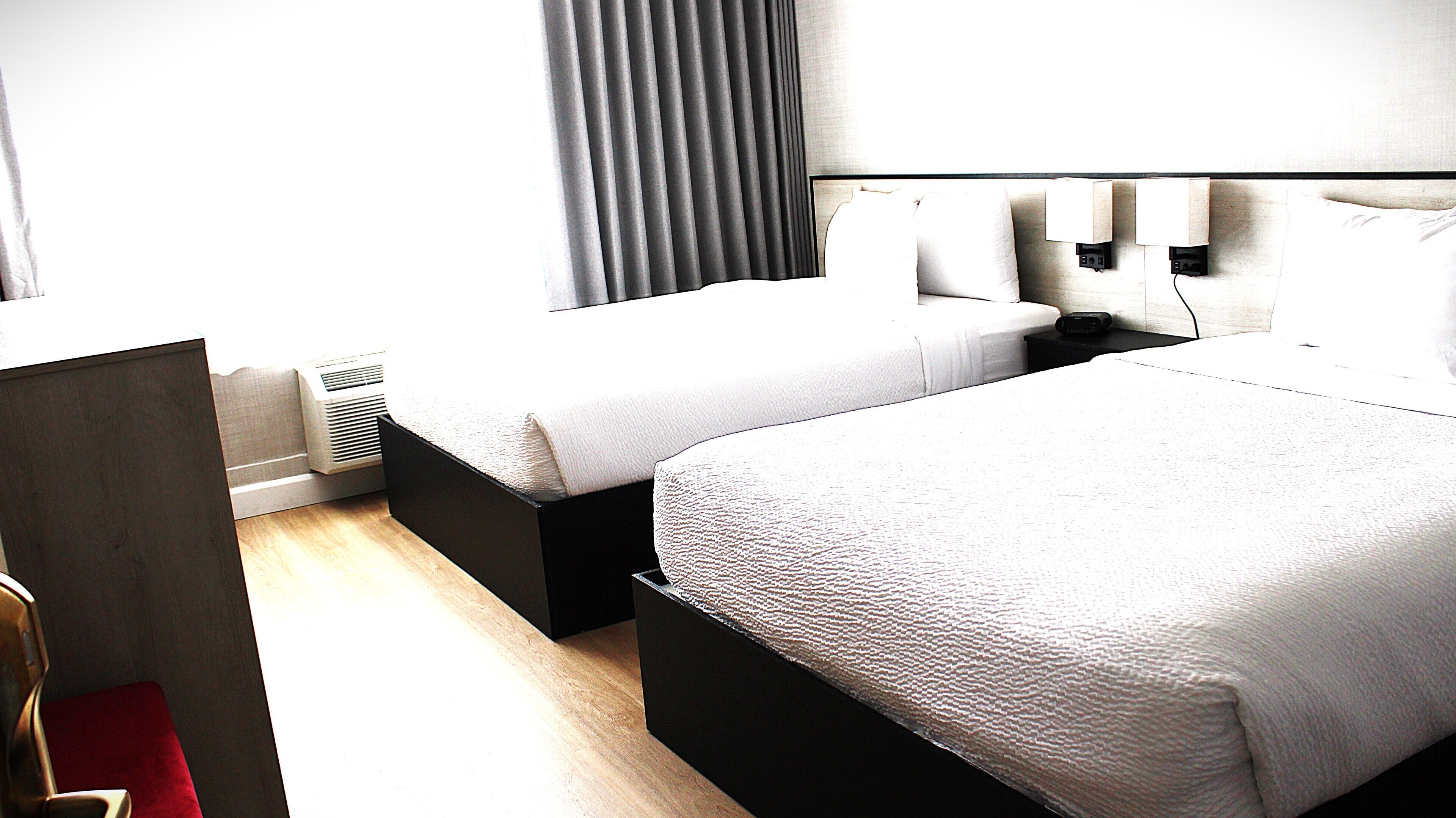 Room, 2 Queen Beds, Non Smoking | Desk, laptop workspace, blackout curtains, iron/ironing board