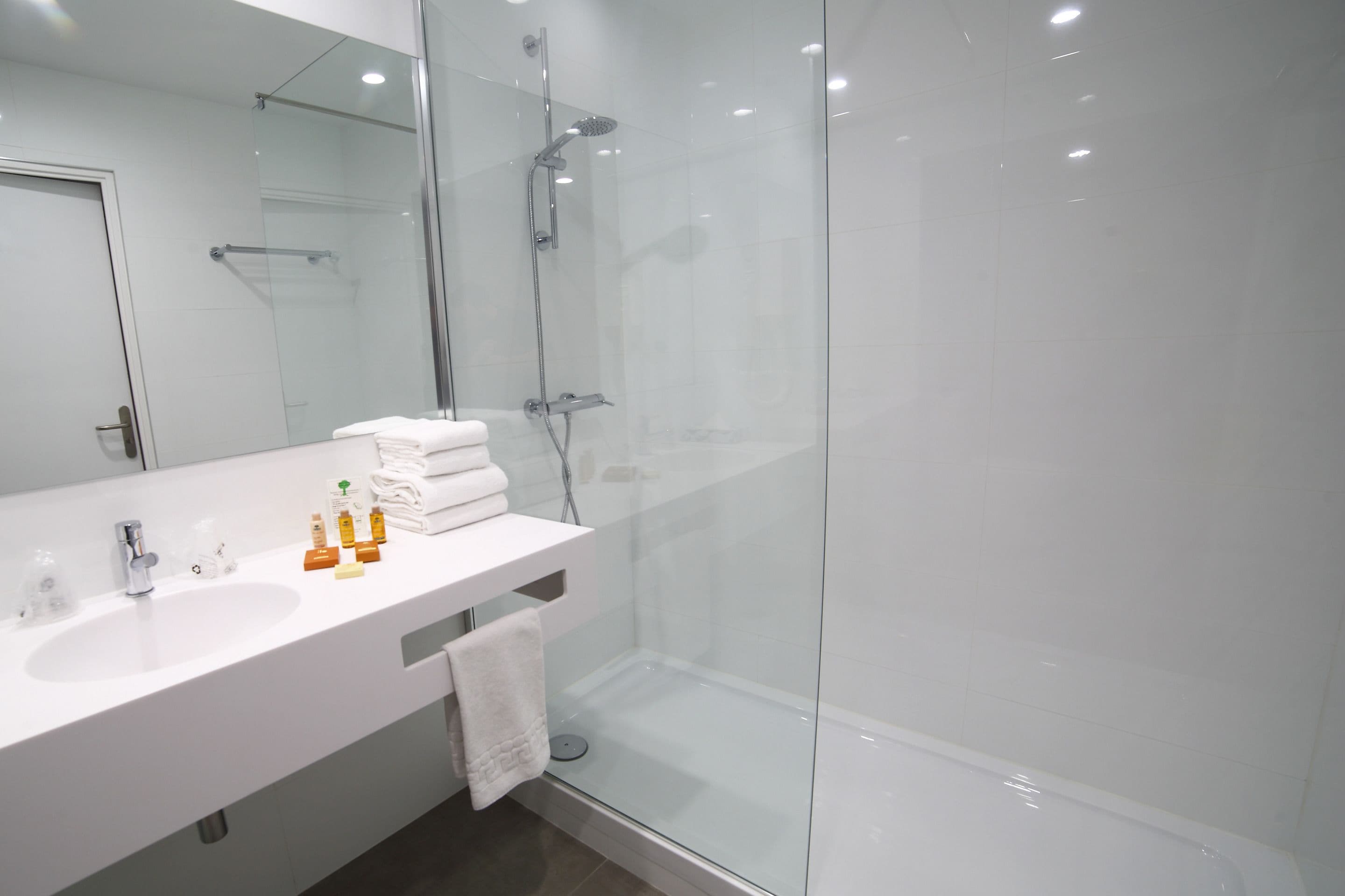 free toiletries, hair dryer, towels