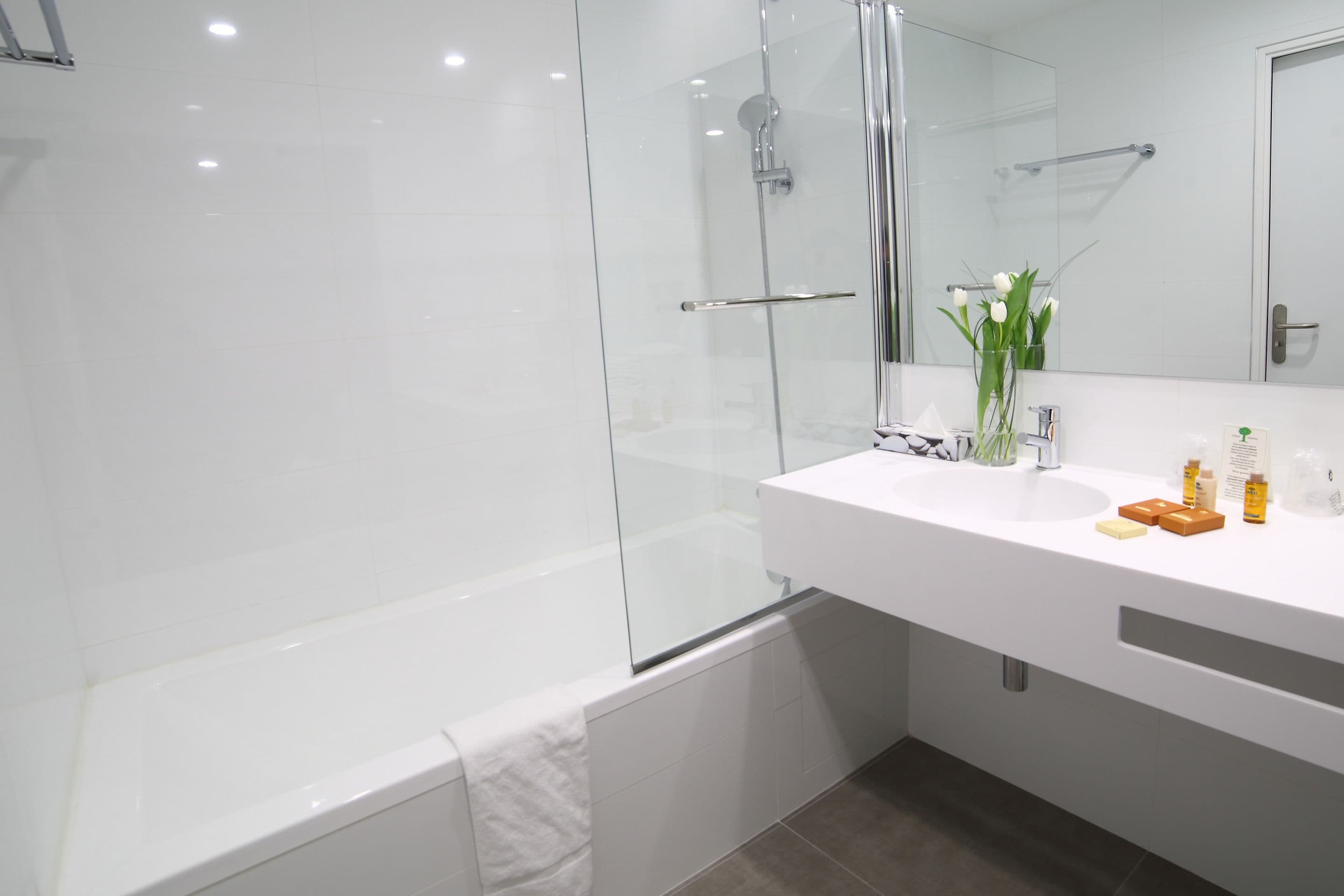 free toiletries, hair dryer, towels