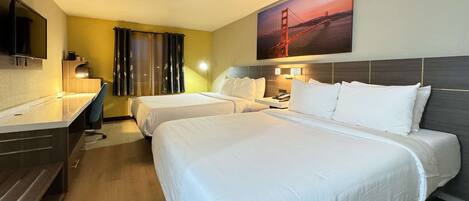 Room, 2 Queen Beds, Non Smoking | Desk, iron/ironing board, free WiFi, bed sheets