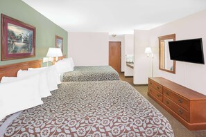 Room, 2 Queen Beds, Non Smoking | Desk, blackout drapes, iron/ironing board, free cribs/infant beds
