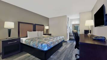 Desk, free WiFi, bed sheets