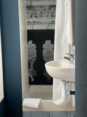 Eco-friendly toiletries, hair dryer, towels