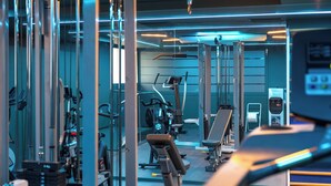 A modern gym with various exercise equipment, including treadmills, weight machines, and free weights. - Abba Garden (Esplugues de Llobregat)