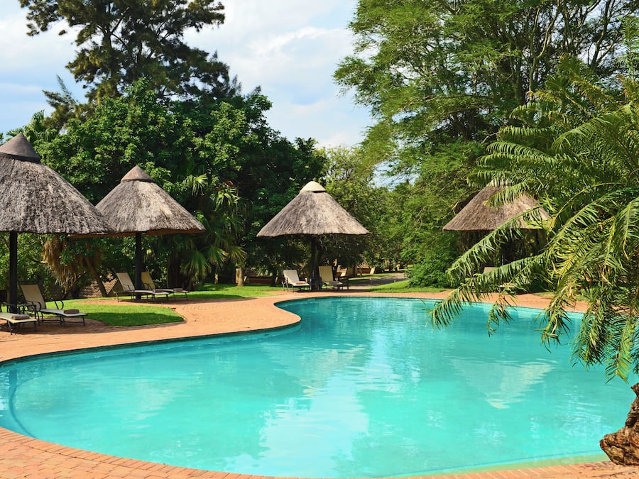 Outdoor pool, pool loungers