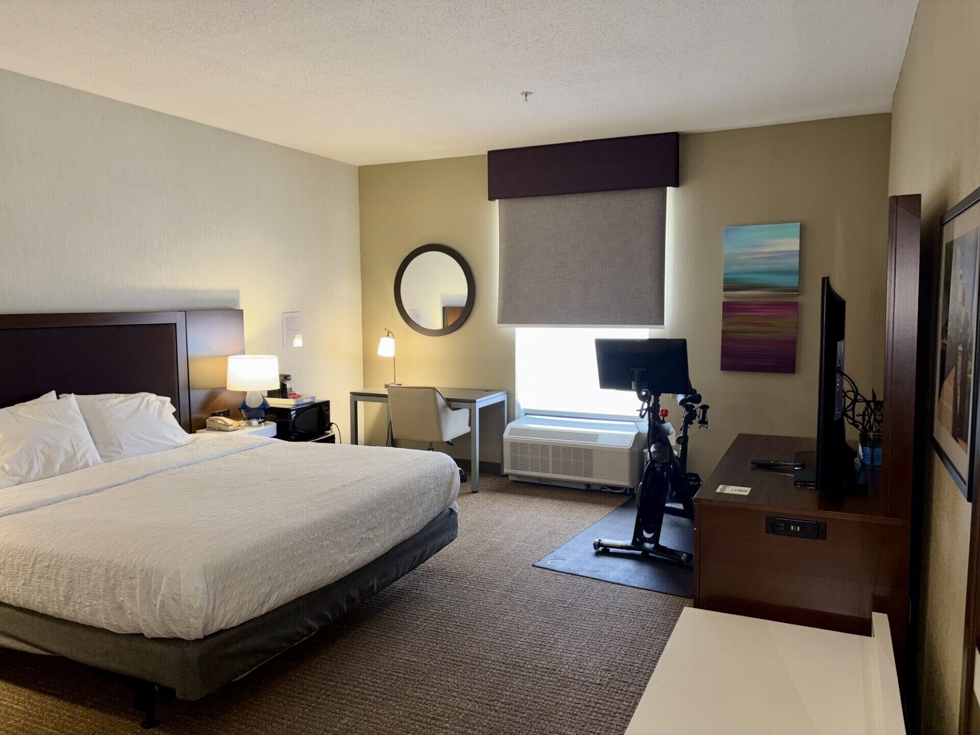 Kamar, 1 Tempat Tidur King, akses difabel (Peloton Bike, Roll In Shower, Mob/Hea) | Ruang kerja ramah laptop, tirai kedap cahaya, dan setrika/meja setrika