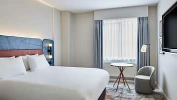 Hypo-allergenic bedding available, desk, laptop workspace
