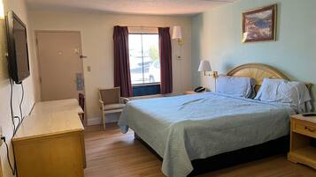 Desk, free WiFi, bed sheets