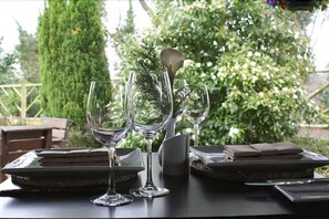 Frühstück, Mittagessen, britische Küche, Blick auf den Garten