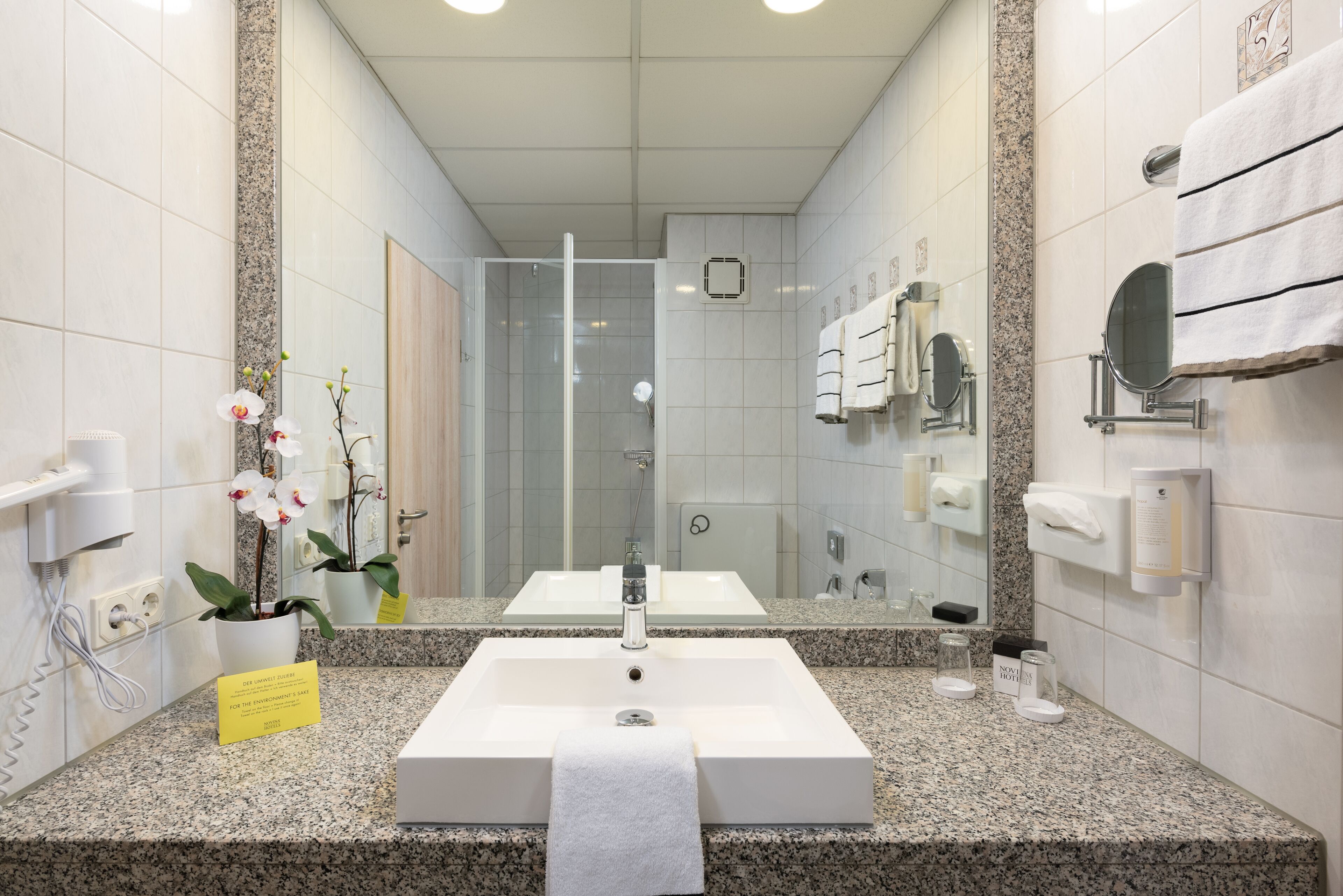 shower, free toiletries, hair dryer, slippers