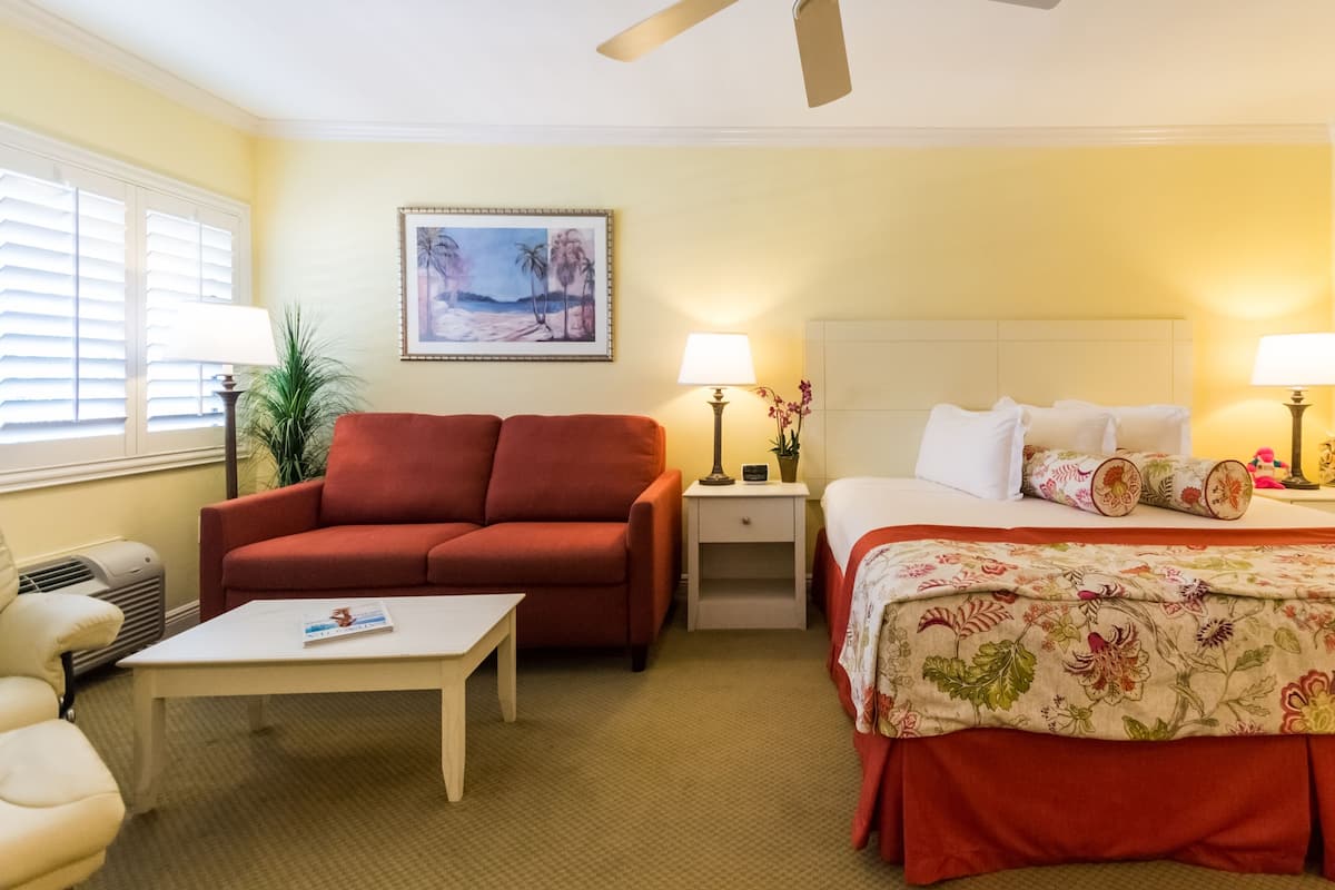 Deluxe Studio, 1 King Bed, Beach View | In-room safe, desk, iron/ironing board, free cribs/infant beds
