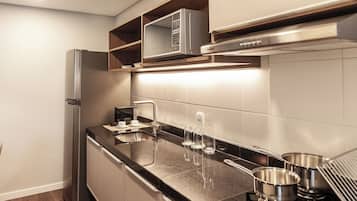 Minibar, desk, laptop workspace, soundproofing