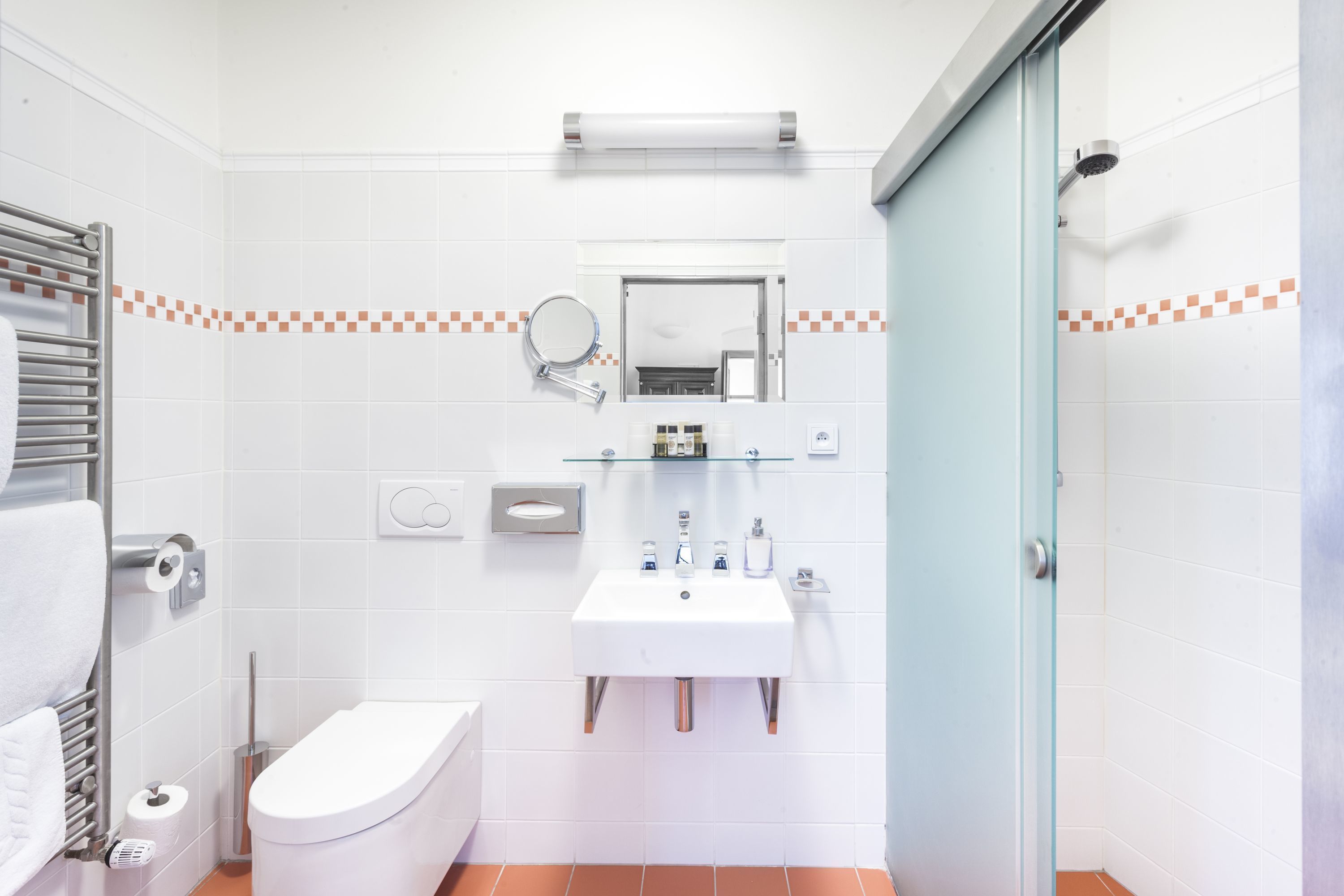 free toiletries, hair dryer, slippers, towels