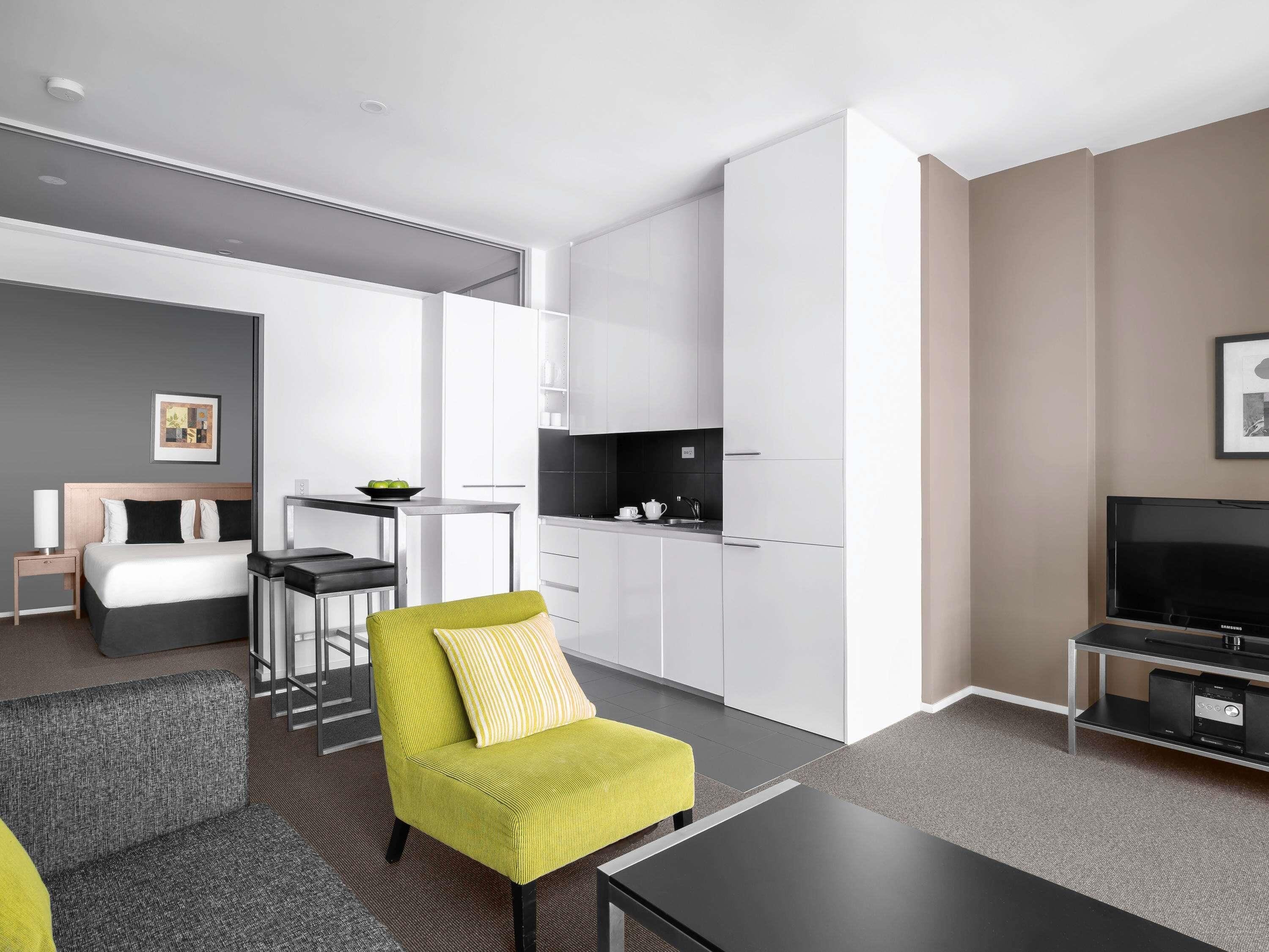 Desk, laptop workspace, cots/infant beds, rollaway beds