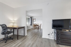 Desk, blackout curtains, iron/ironing board, free WiFi