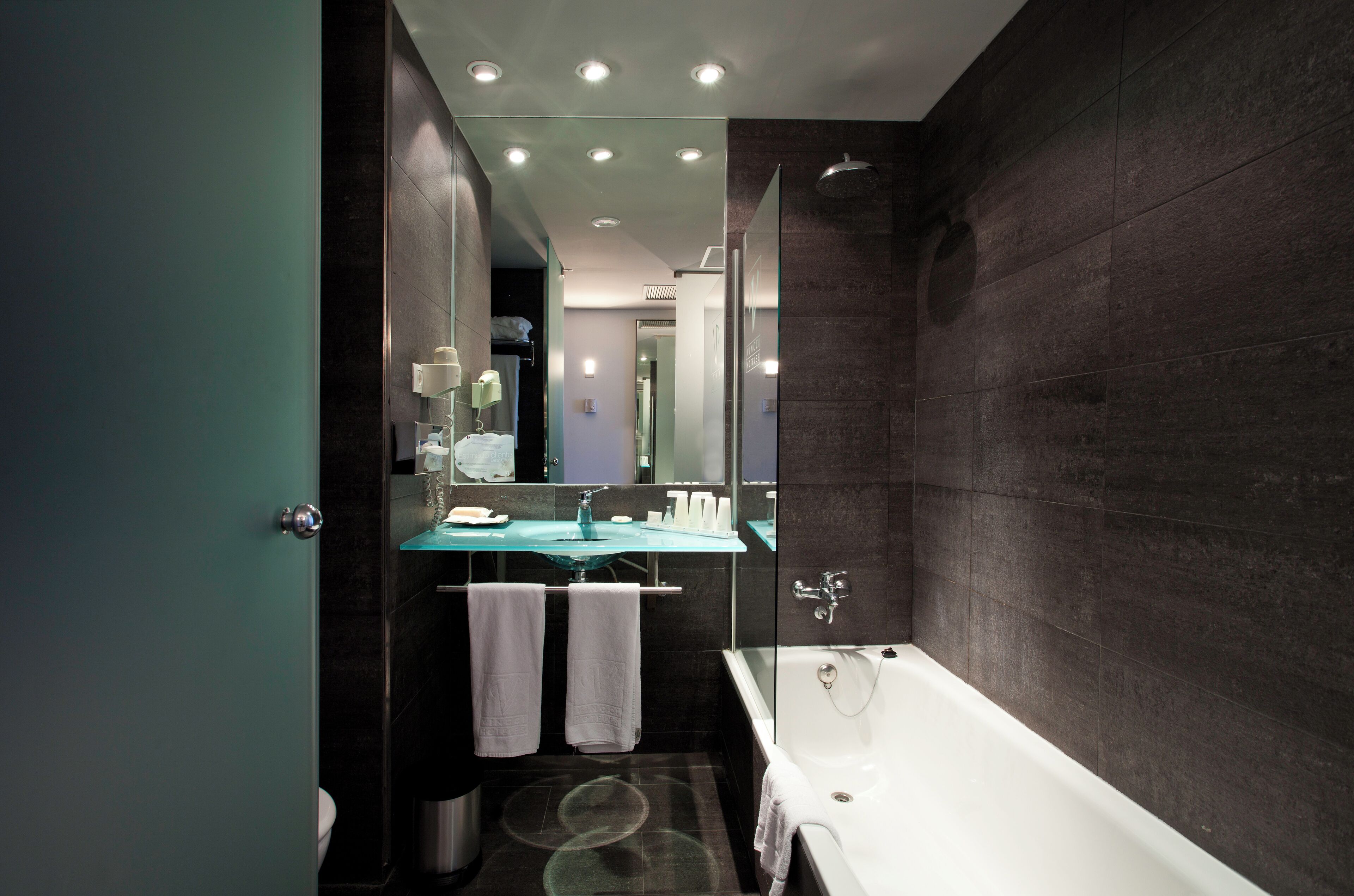 eco-friendly toiletries, hair dryer, bidet, towels