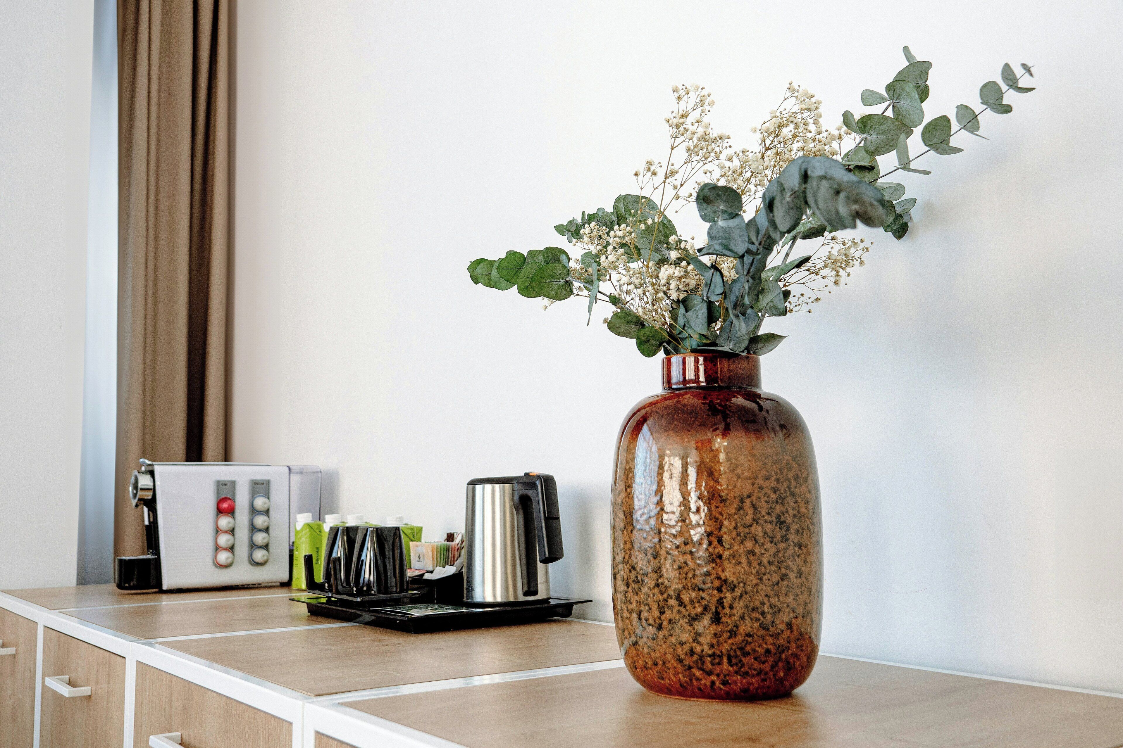 Memory-foam beds, minibar, in-room safe, desk