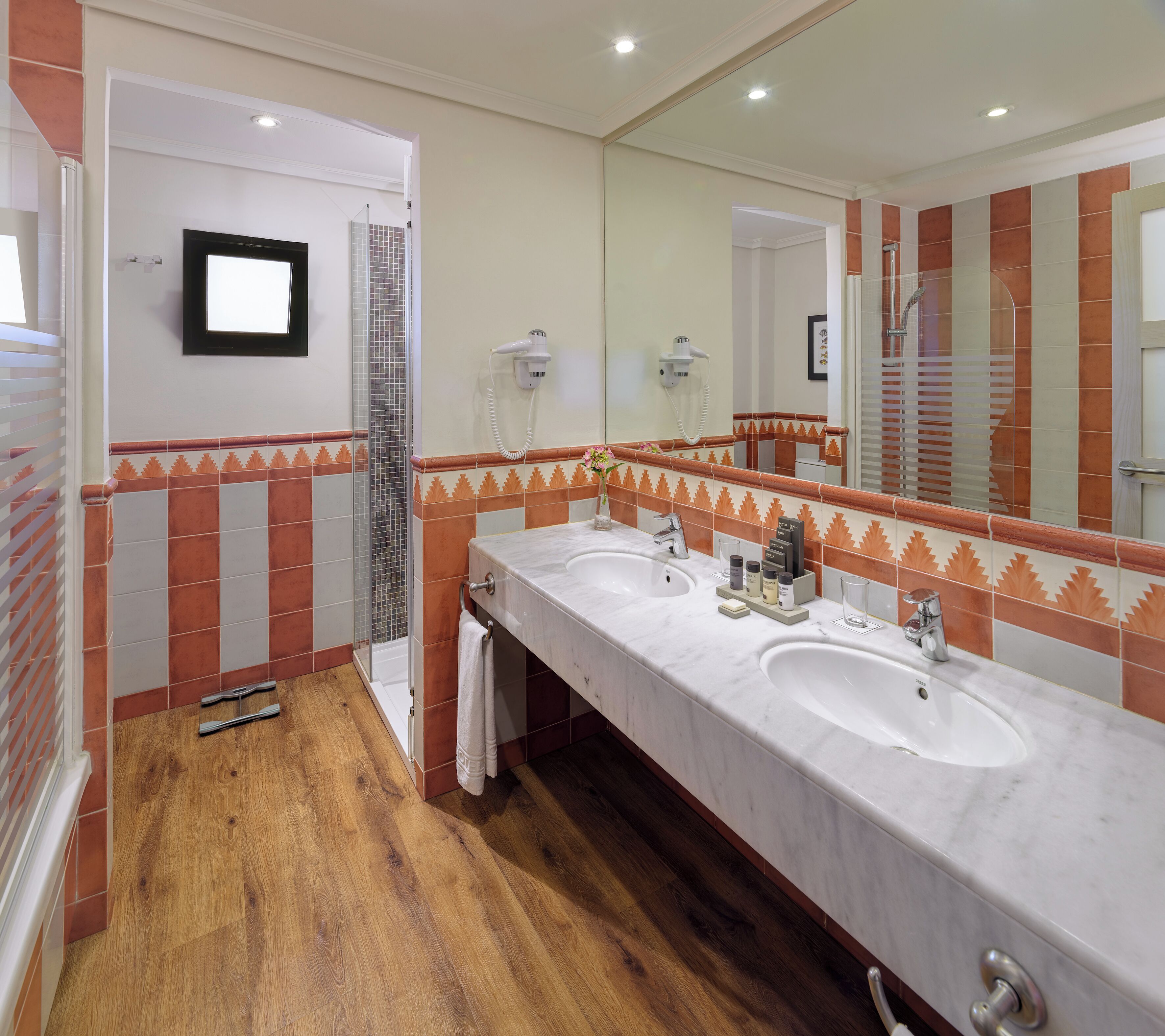 free toiletries, hair dryer, towels, soap