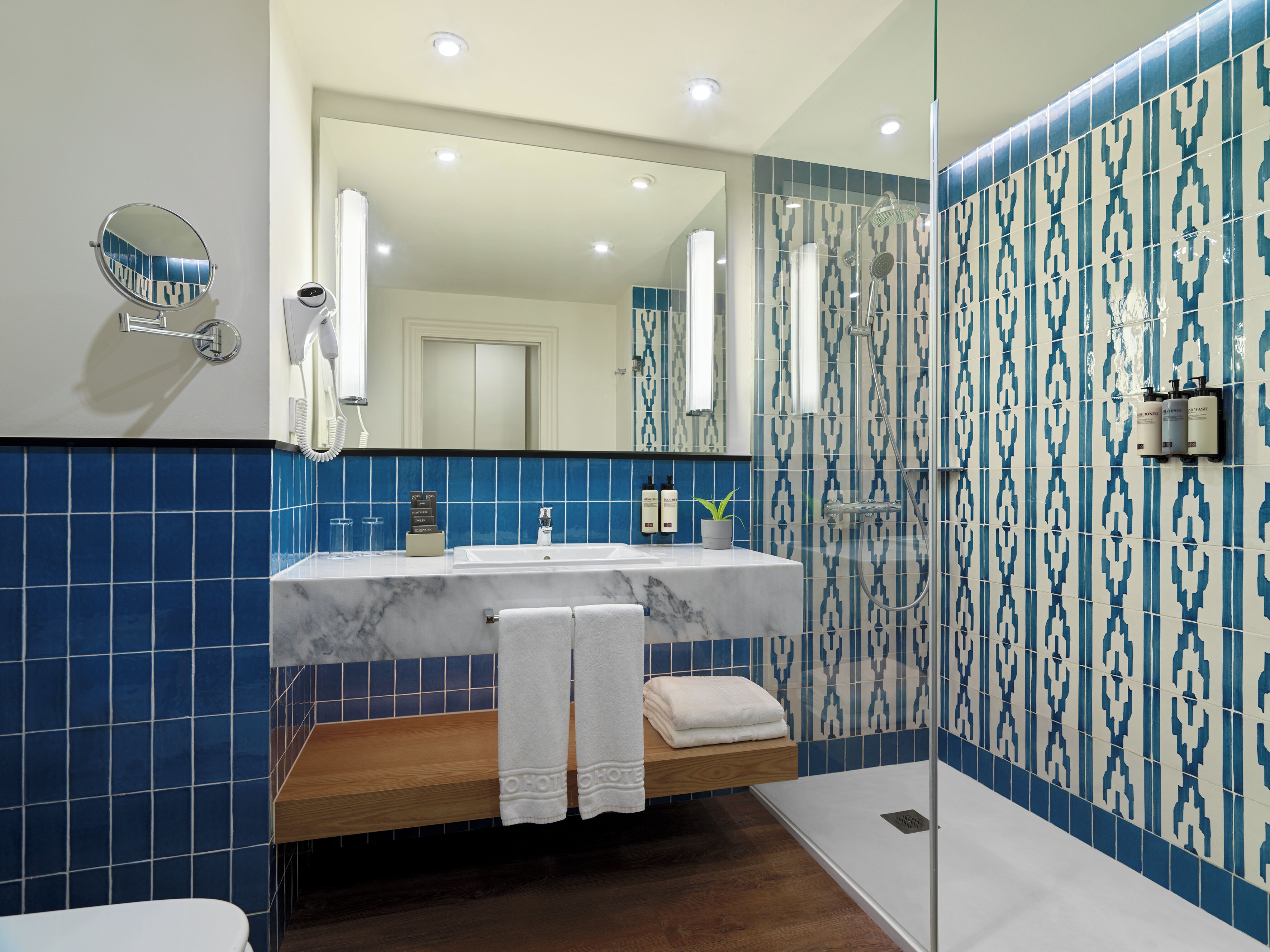 free toiletries, hair dryer, towels, soap