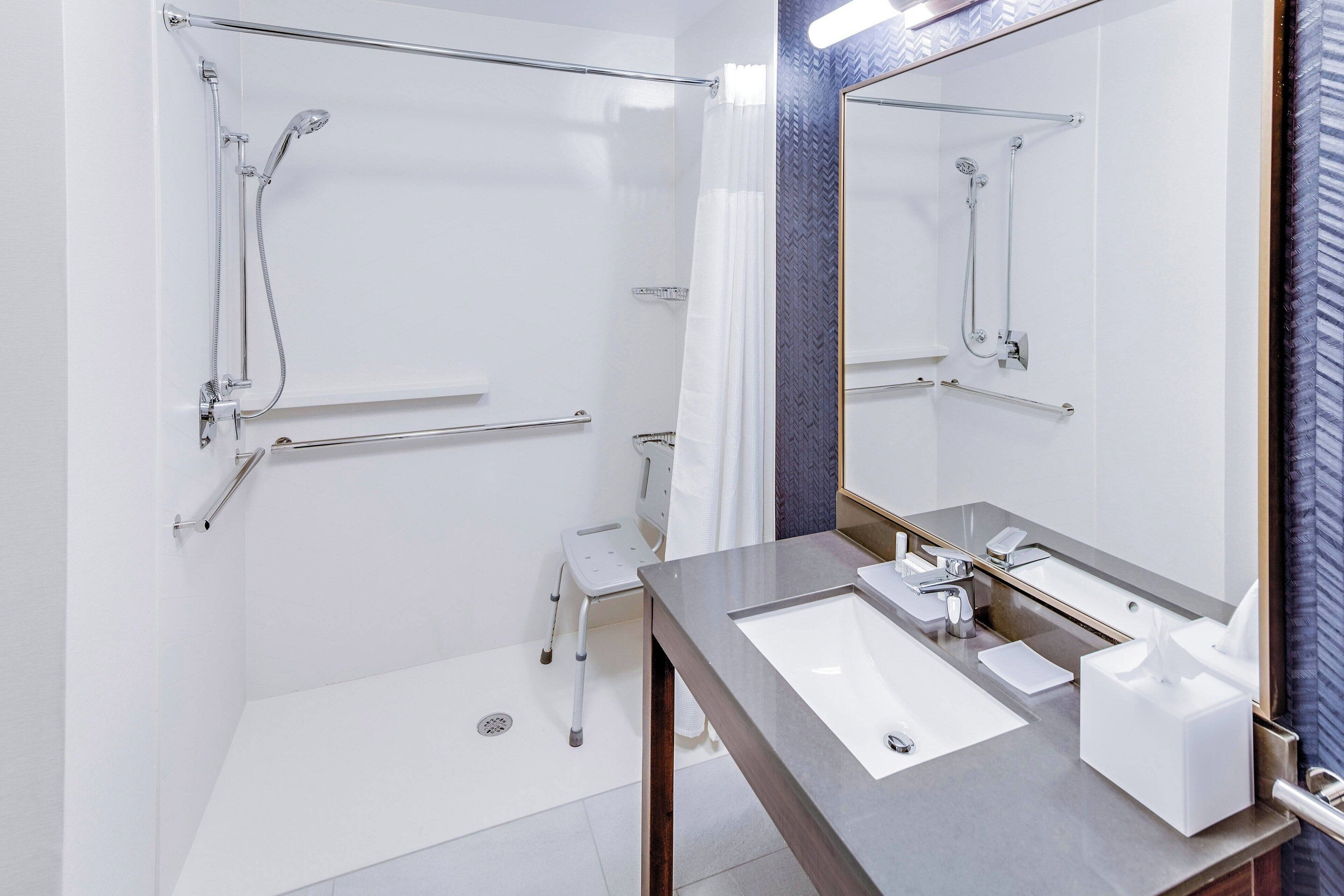 free toiletries, hair dryer, towels