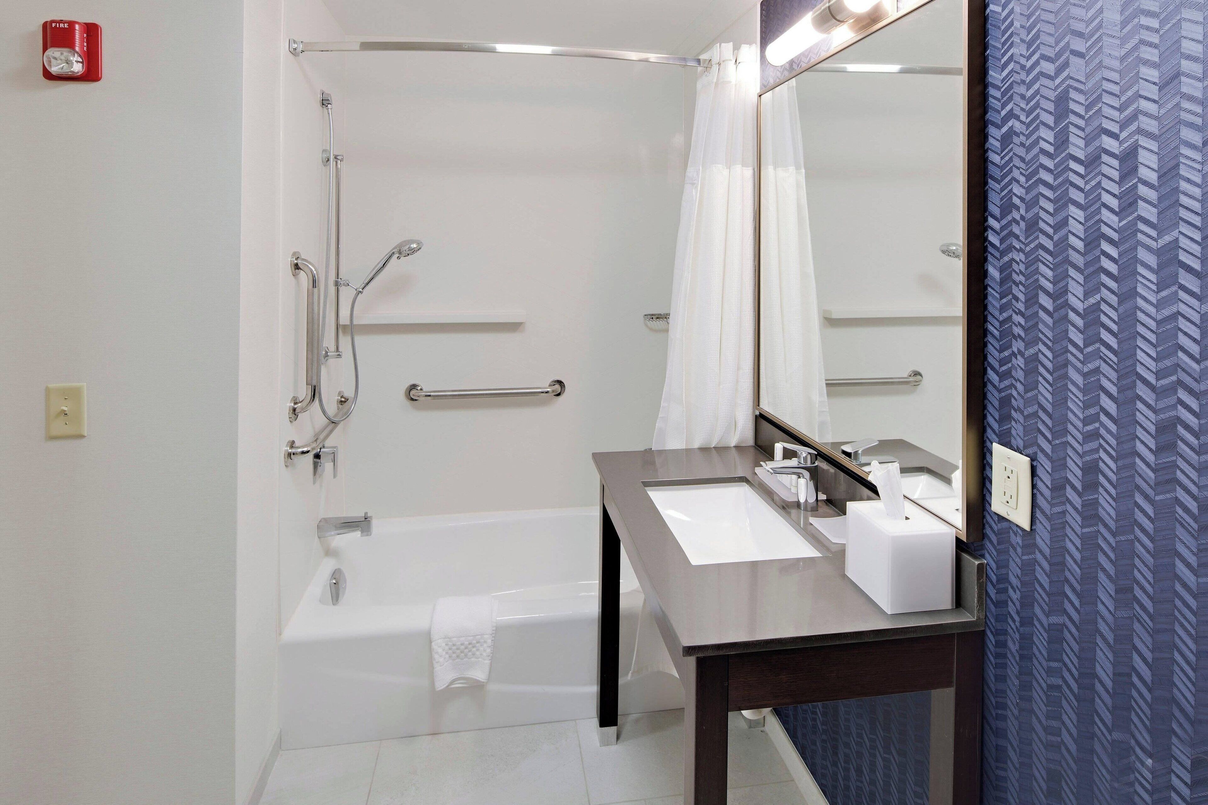 free toiletries, hair dryer, towels