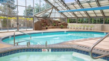 Indoor pool, outdoor pool, open open 24 hours, pool umbrellas