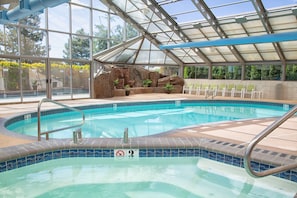 Indoor pool, outdoor pool, open open 24 hours a day, pool umbrellas