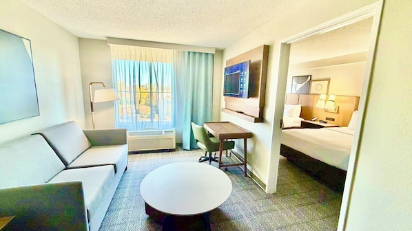 In-room safe, desk, laptop workspace, blackout drapes