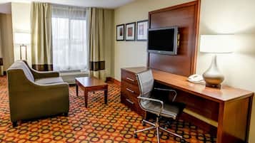 32-inch flat-screen TV with cable channels, TV