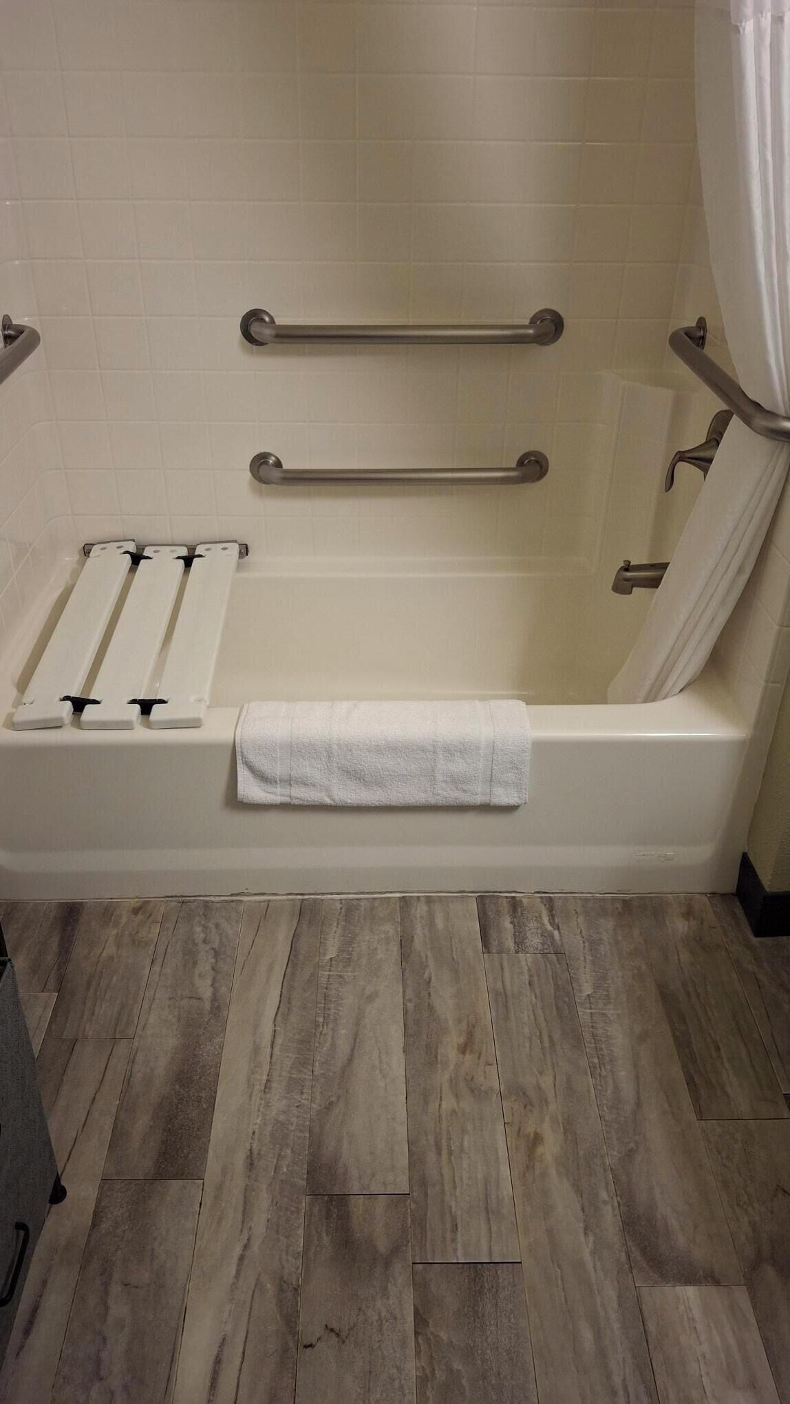 premium suite, 1 queen bed with sofa bed, accessible | bathroom | combined shower/bathtub, free toiletries, hair dryer, towels