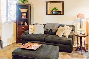 39-inch flat-screen TV with cable channels, TV