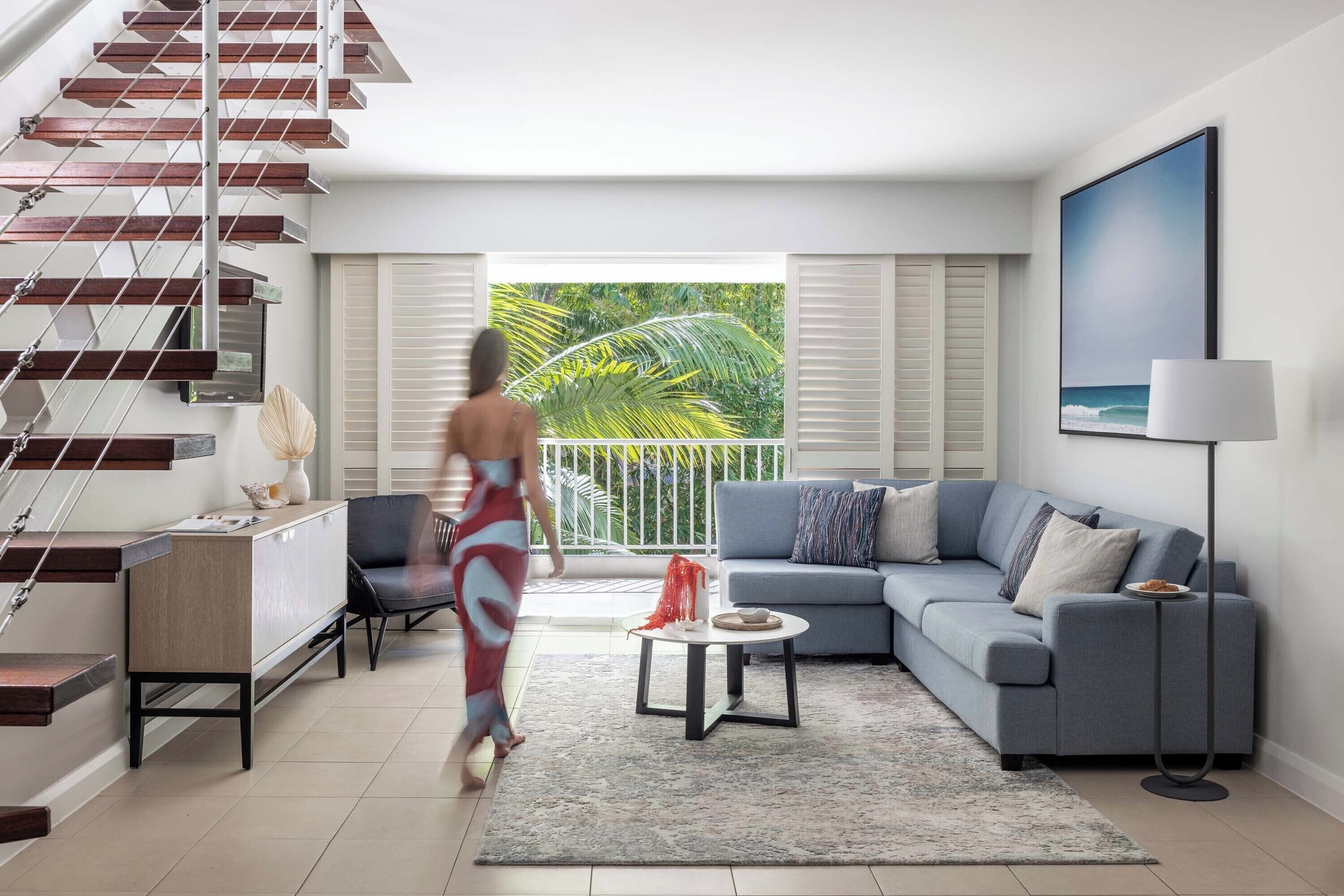 1 bedroom garden penthouse | living area | flat-screen tv