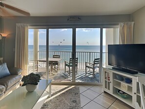 Condo, 1 King Bed with Sofa bed, Balcony, Ocean View (T2 705) | Living area | TV