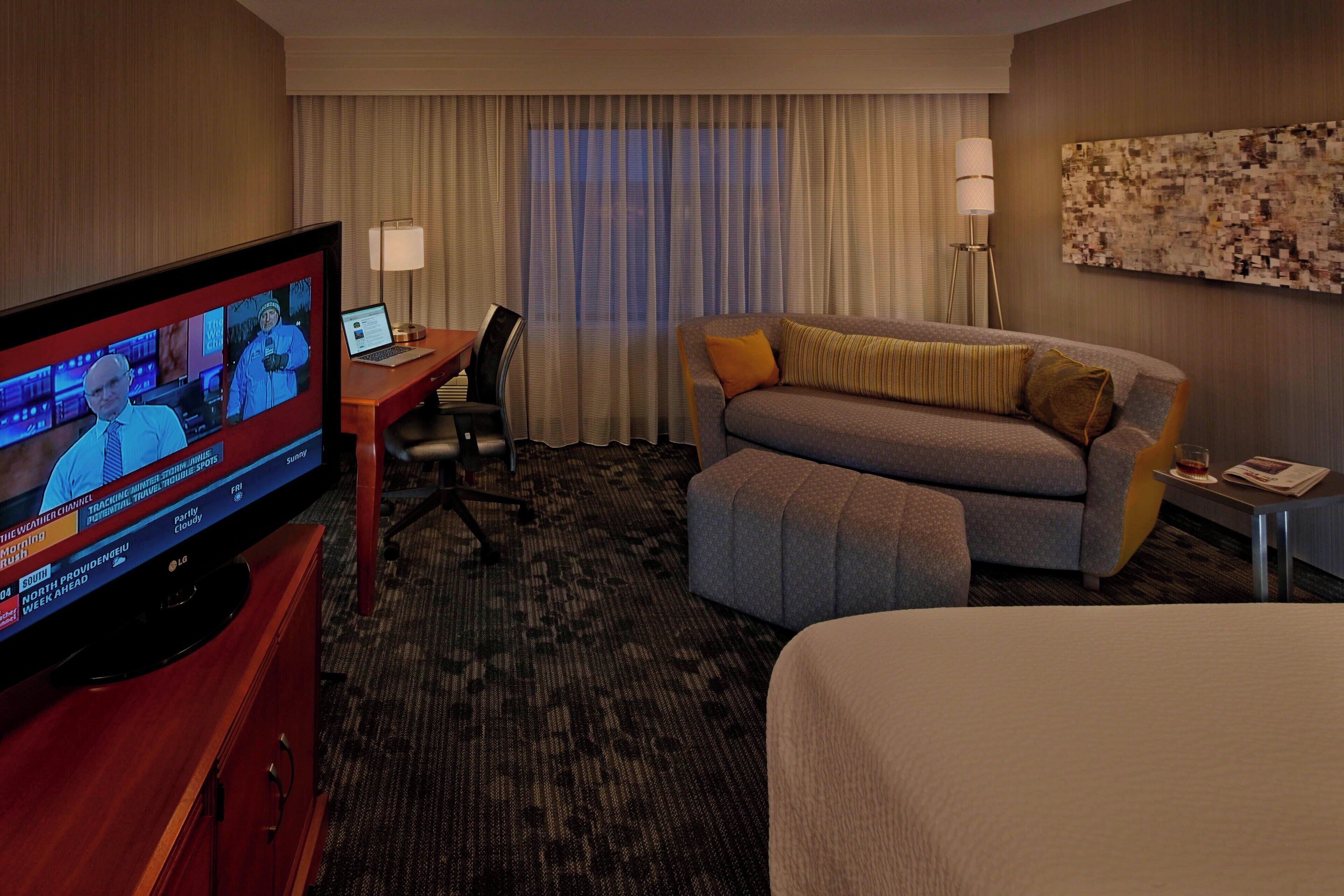 hypo-allergenic bedding, in-room safe, desk, laptop workspace