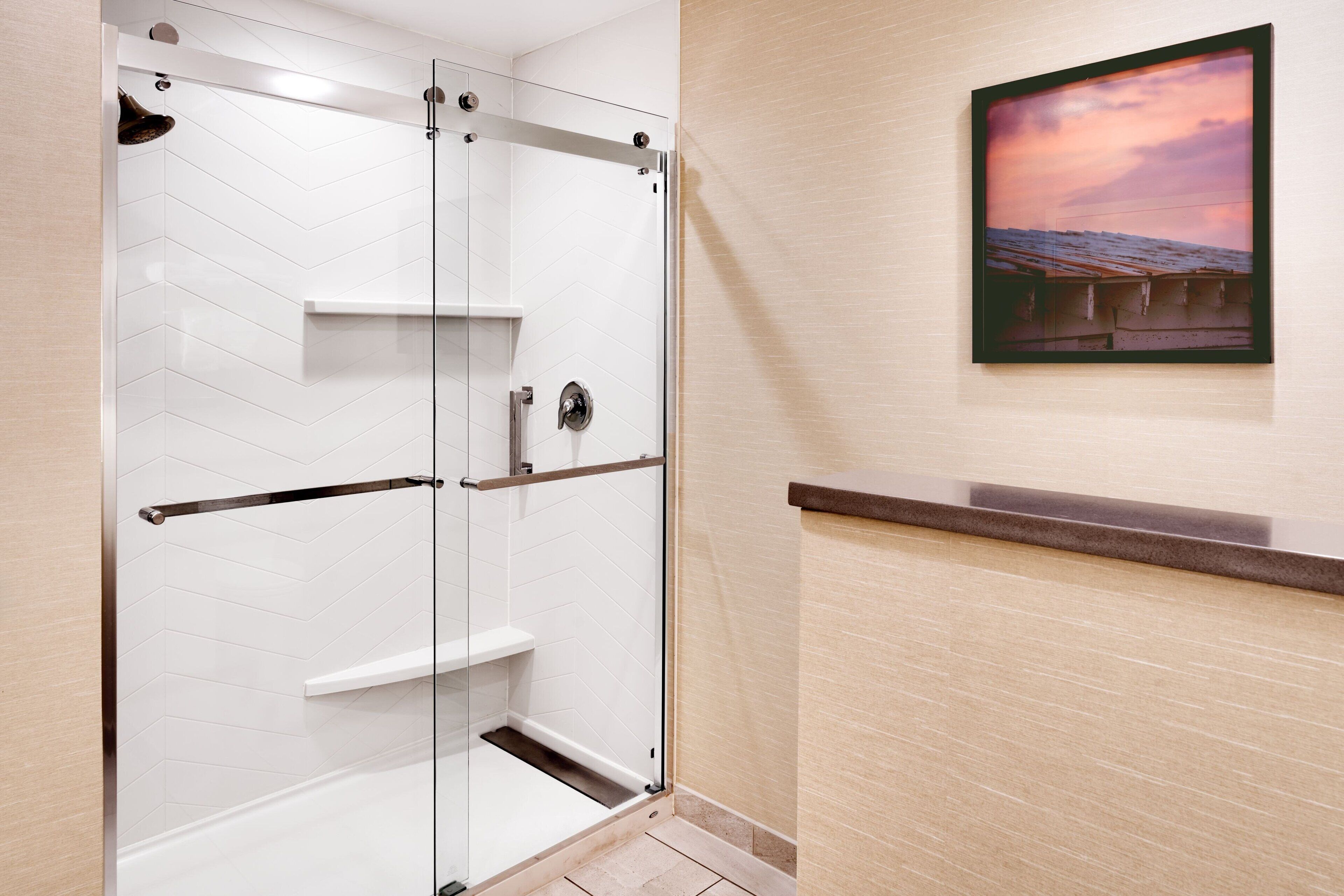 suite, 1 king bed with sofa bed, non smoking | bathroom | hair dryer, towels