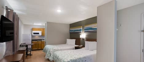 Studio, 2 Double Beds, Non Smoking (Larger) | 1 bedroom, free WiFi, bed sheets
