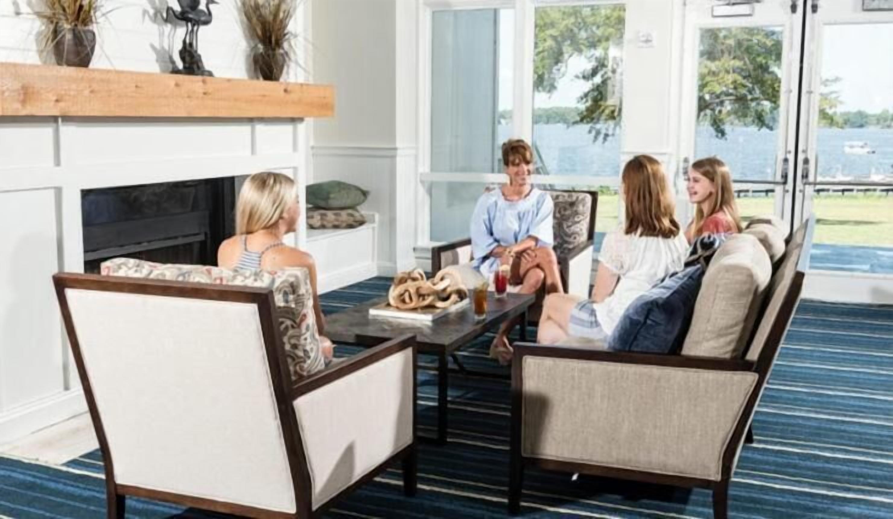 50-inch smart tv with digital channels, fireplace