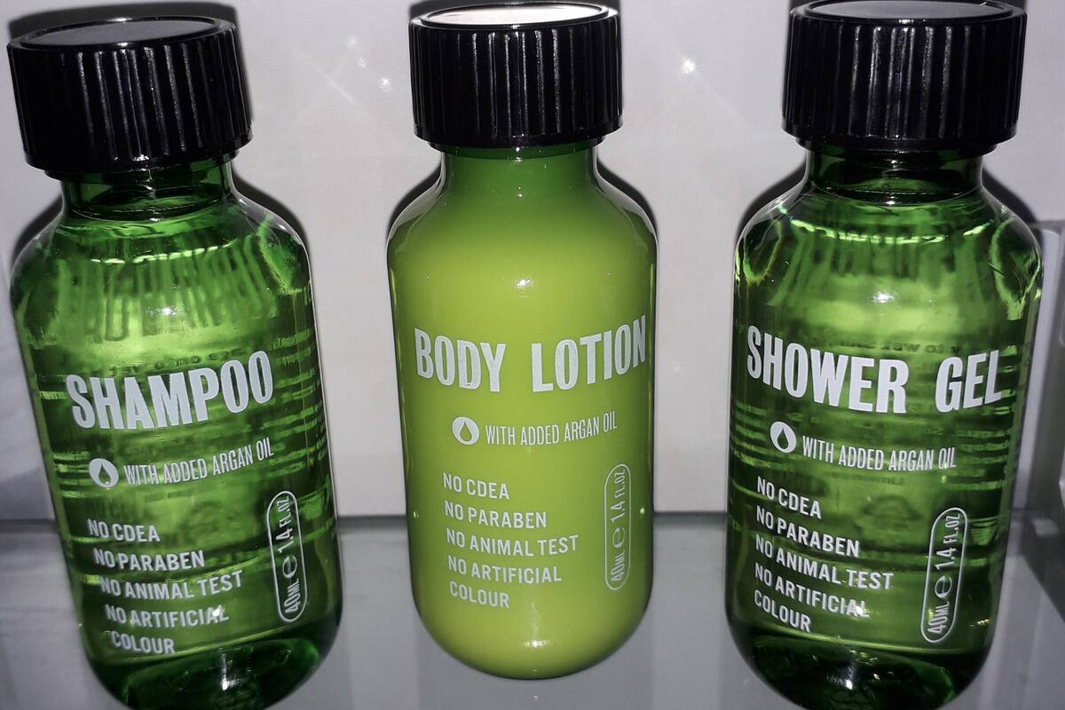 combined shower/bathtub, free toiletries, hair dryer, towels