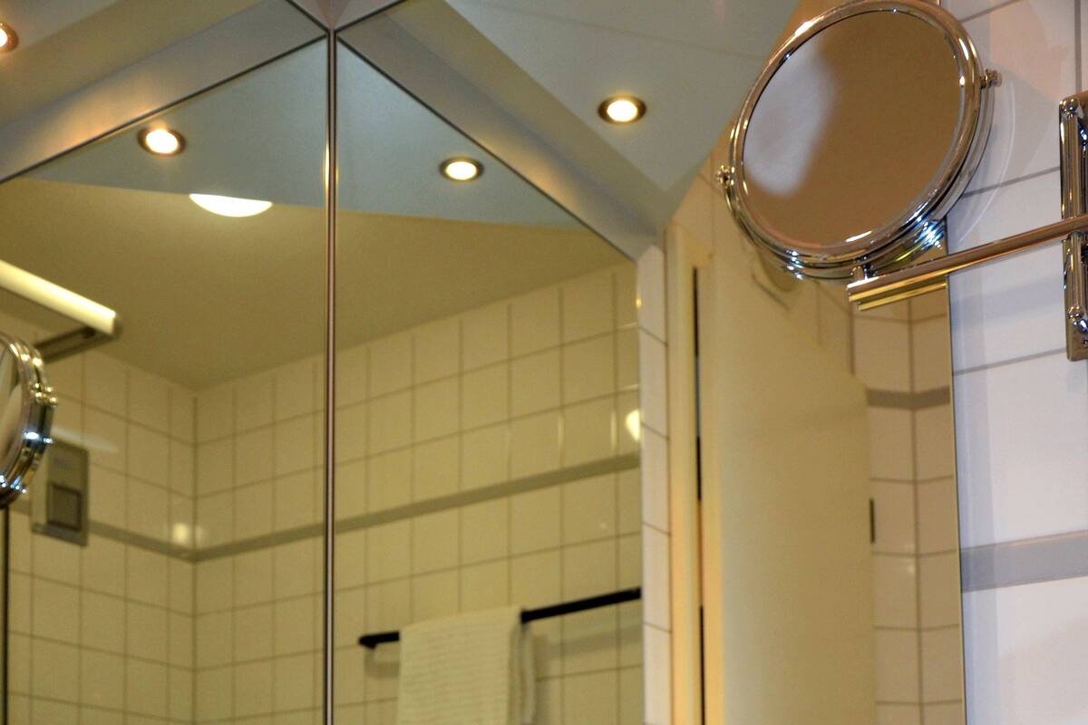 shower, free toiletries, hair dryer, bathrobes