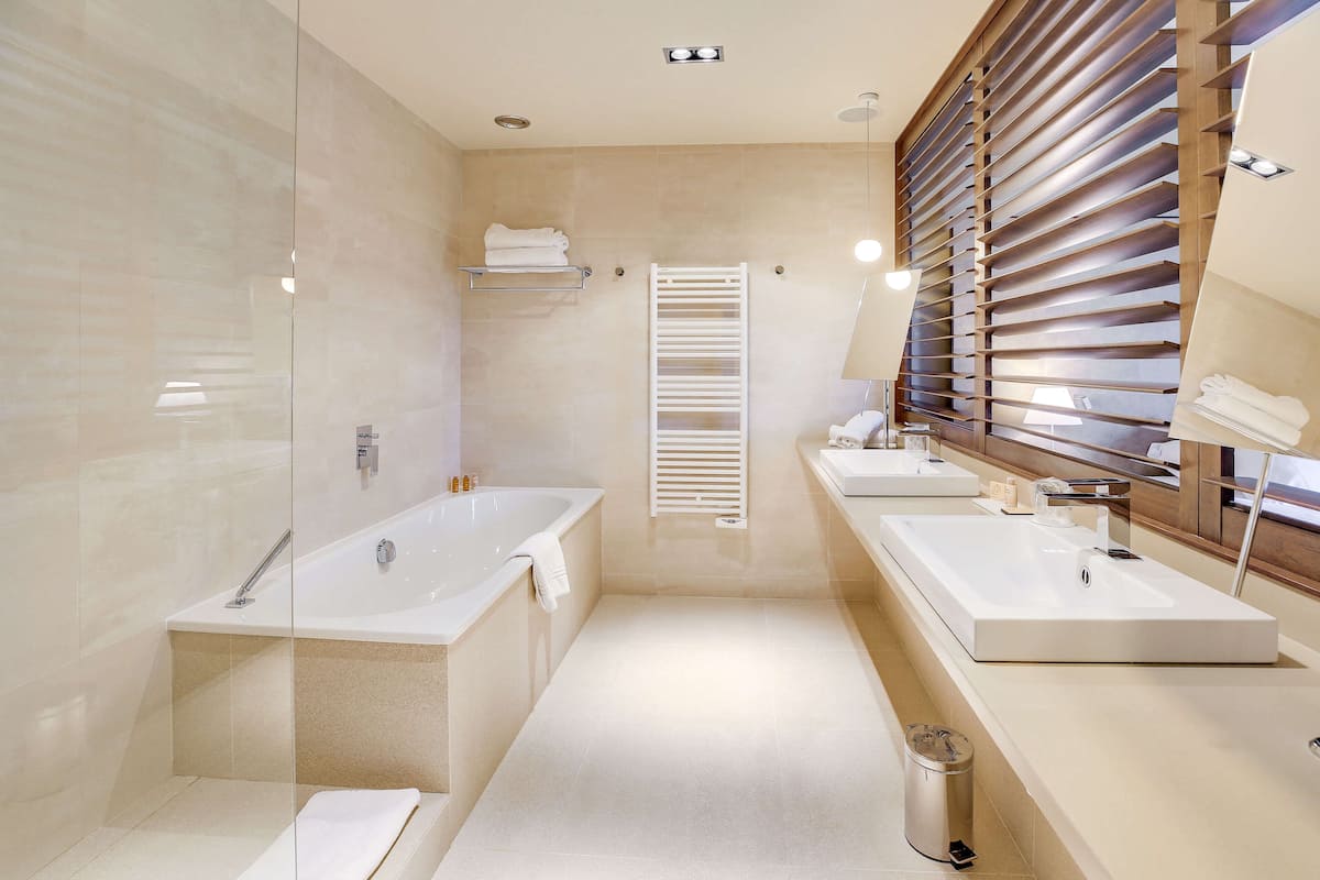 free toiletries, hair dryer, bathrobes, slippers